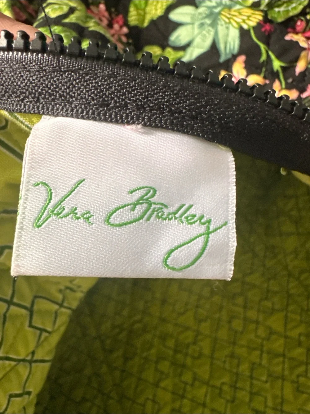 Vera Bradley Black Floral Quilted Tote with Pink & Green Accents - Picture 3 of 4